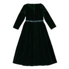 Classic women’s holiday dress in Grafton Green Velvet with tartan bow, elegant Christmas outfit to coordinate with children, Henry Duvall womenswear