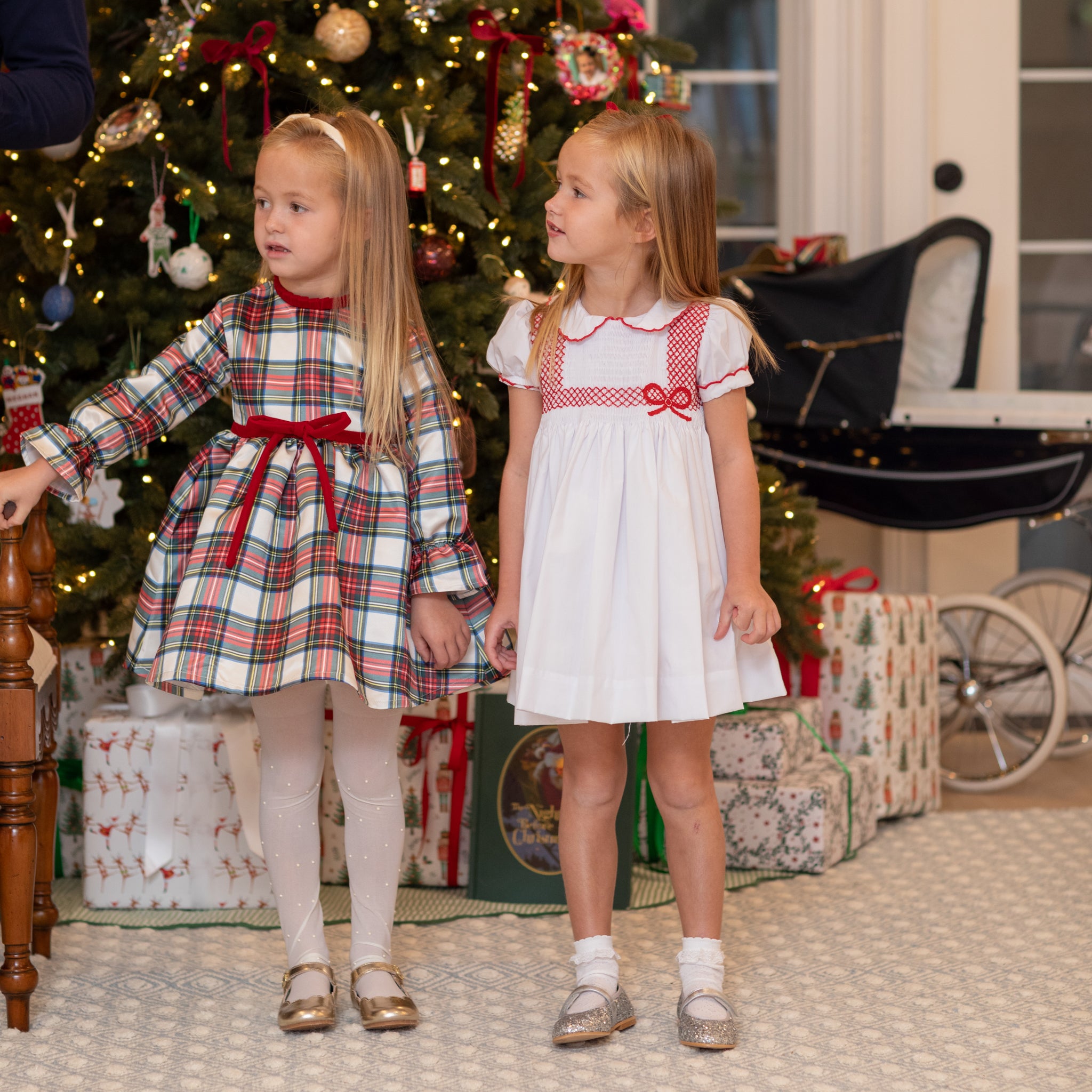 Silver glitter Mary Jane party shoes for girls by Childrenchic, designed to coordinate with Henry Duvall fall and holiday outfits