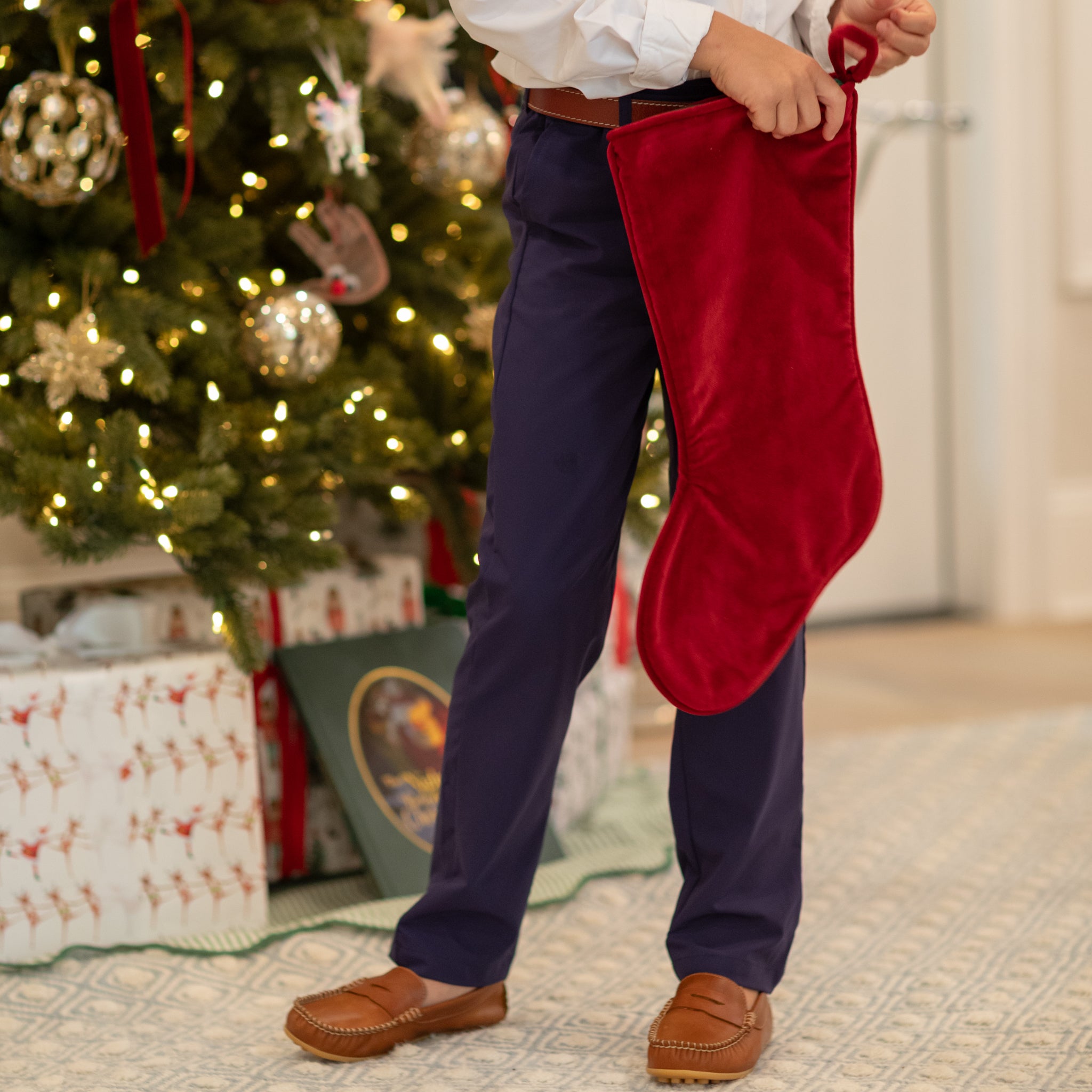 Henry Duvall boys' navy and khaki dress pants, wrinkle-resistant performance trousers with flat front and elastic back, classic boys fall church and school pants