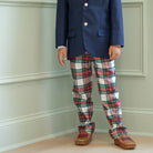 Classic boys’ holiday trousers in traditional Townsend Tartan with red and green plaid – perfect for family photos and festive occasions