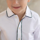 Boys holiday short set in Newbury Tartan with white poplin top and tartan trim, festive Christmas outfit for boys with coordinating sibling options