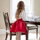 Red holiday skirt for teen girls with subtle pleats and elegant shine, Henry Duvall Sutton Skirt with elastic waistband and classic A-line silhouette