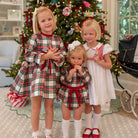 Baby girl holiday bubble in Townsend Tartan with bow waist detail, classic plaid design for fall and holiday photos – Henry Duvall timeless baby outfit