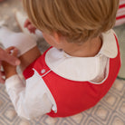 Henry Duvall boys white Peter Pan collar shirt, classic holiday layering piece for Jon Jons, shorts, and bubbles, timeless Christmas toddler outfit