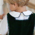 Henry Duvall boys white Peter Pan collar shirt with Newbury Tartan trim, classic holiday layering piece to coordinate with green and navy tartan outfits