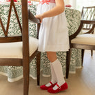 Childrenchic red velvet Mary Jane shoes with sparkling buckle, classic holiday girls dress shoes made in Spain – perfect for Christmas outfits and Henry Duvall holiday collection