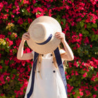 Palmetto Little Girl’s Hat - Long French Blue Grosgrain Ribbon - HENRY DUVALL