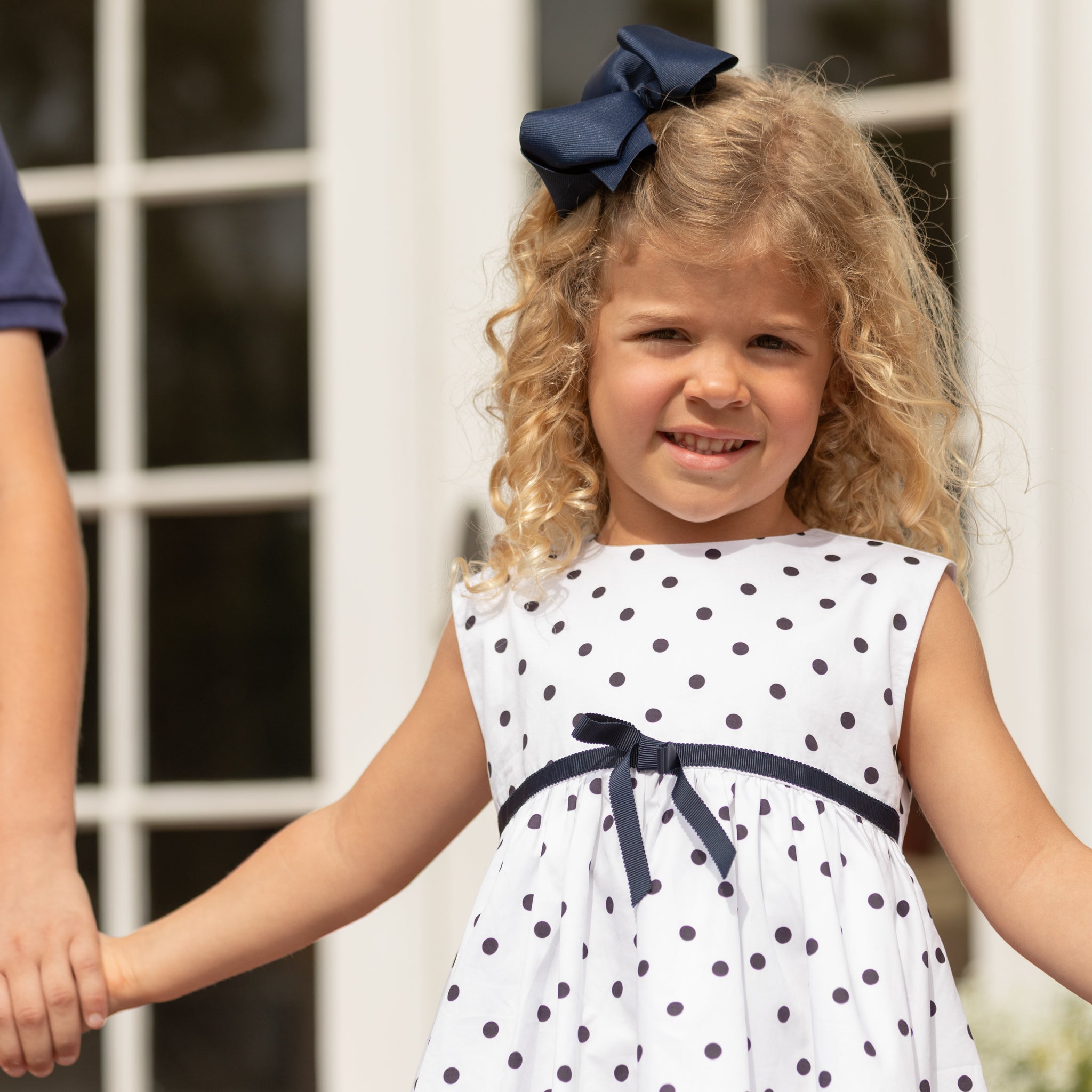 Betsy Dress in Narragansett Navy Polka Dots - Henry Duvall