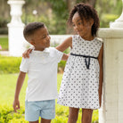 Betsy Dress in Narragansett Navy Polka Dots - Henry Duvall