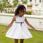 Betsy Dress in Narragansett Navy Polka Dots - Henry Duvall