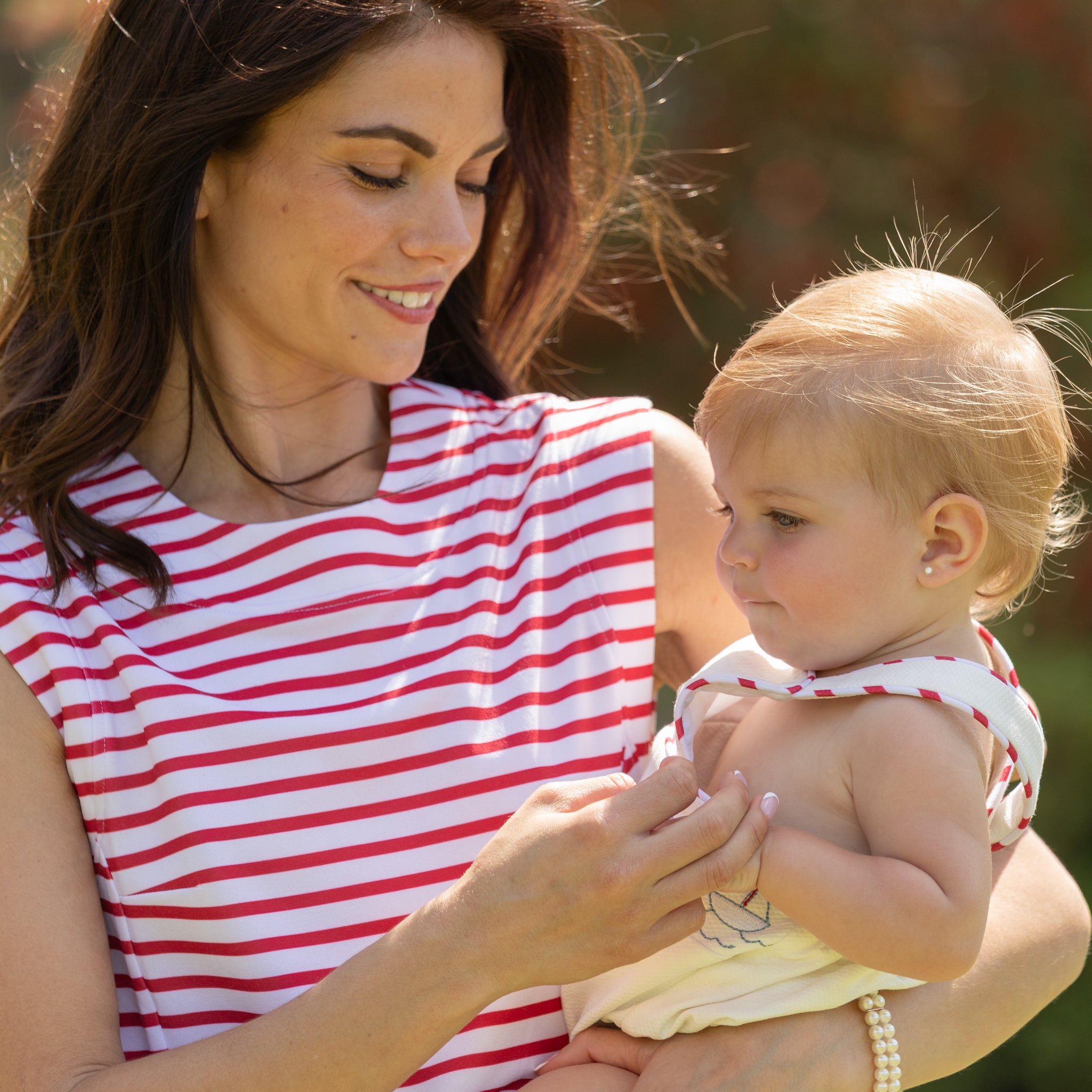 The Laine Dress in Rhode Island Red & White Stripe - Henry Duvall