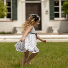 Betsy Dress in Narragansett Navy Polka Dots - Henry Duvall