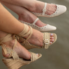 Poppy Wedge In Gold Metallic Raffia - Henry Duvall