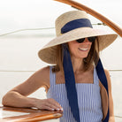 Wildflower Sun Hat - Navy Wide & Short Grosgrain Ribbon - HENRY DUVALL