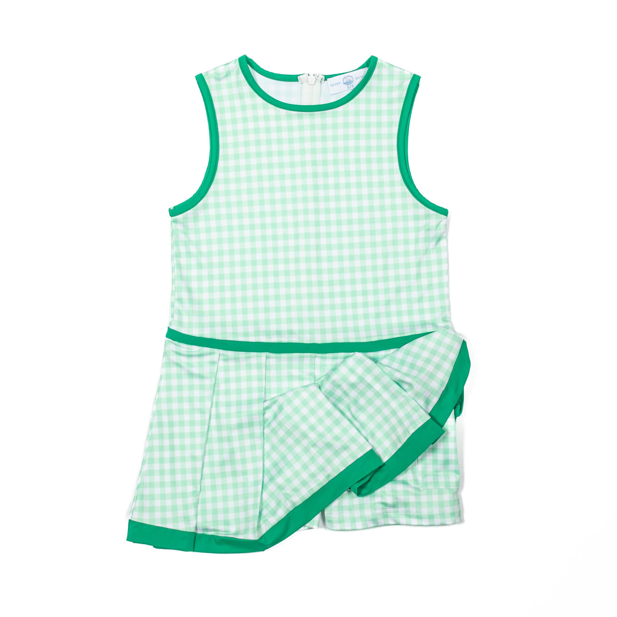 Taft Tennis Dress in Green Gingham - Henry Duvall