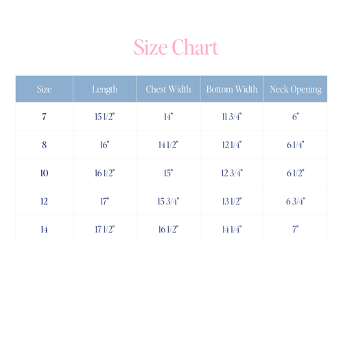 Tenley Tee (Fourth Grade) in 8th Street Ivory size chart