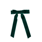Green velvet holiday hair bow for girls with alligator clip, classic Winn & William accessory made in the USA, timeless Christmas bow to coordinate with Henry Duvall tartan and velvet holiday outfits
