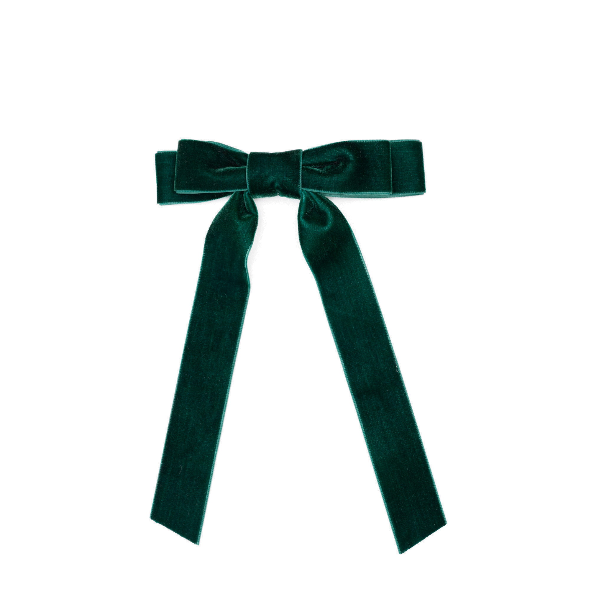 Green velvet holiday hair bow for girls with alligator clip, classic Winn & William accessory made in the USA, timeless Christmas bow to coordinate with Henry Duvall tartan and velvet holiday outfits