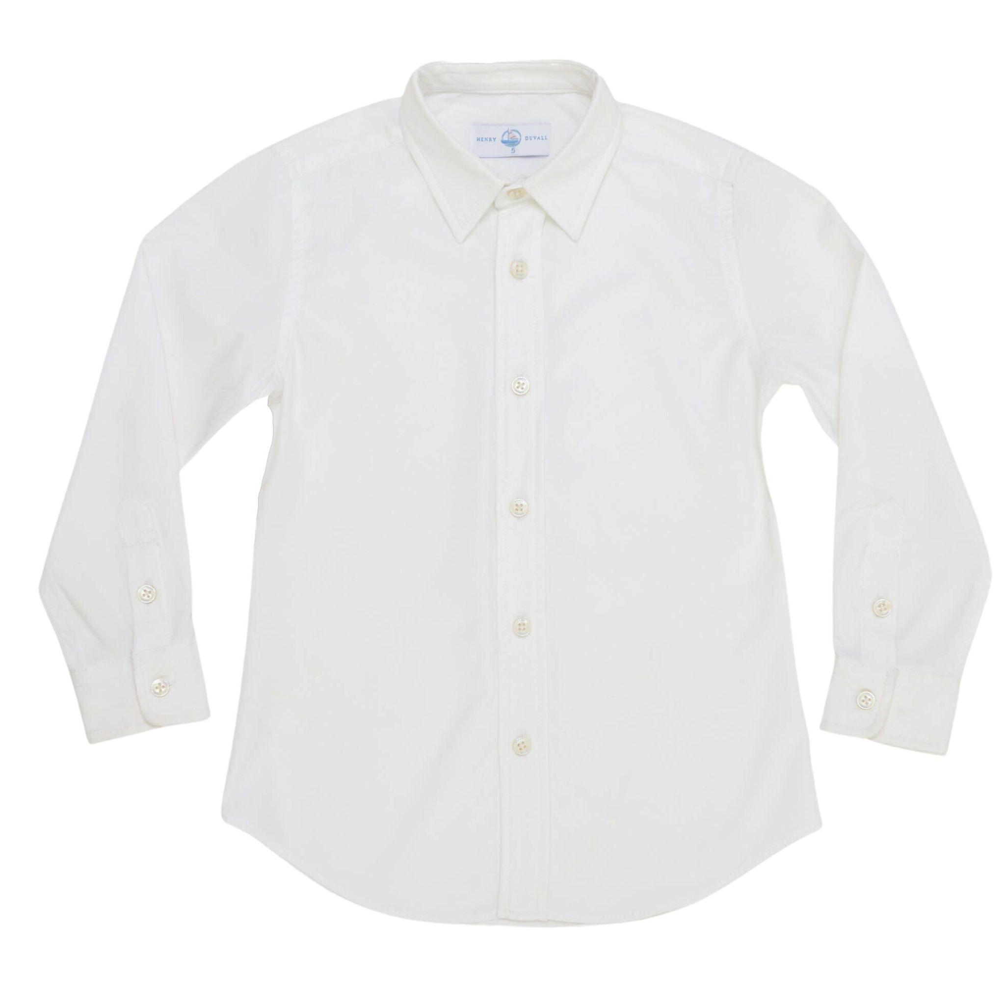Henry Duvall classic white boys button down shirt, a timeless boys shirt designed for polished, preppy dressing.