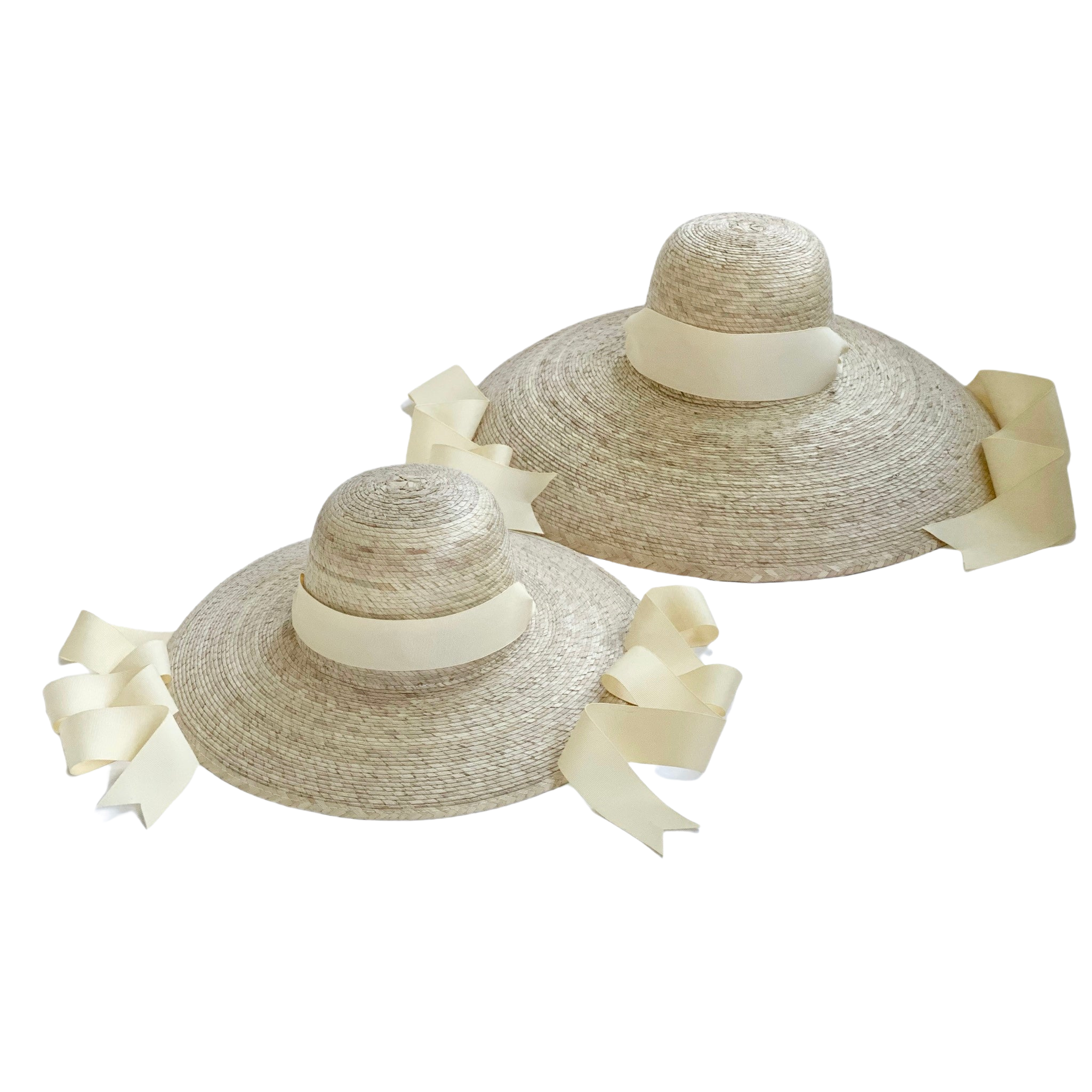 Mommy & Me Sun Hat Set - Daisy & Buttercup - Ivory Grosgrain Ribbon - Henry Duvall