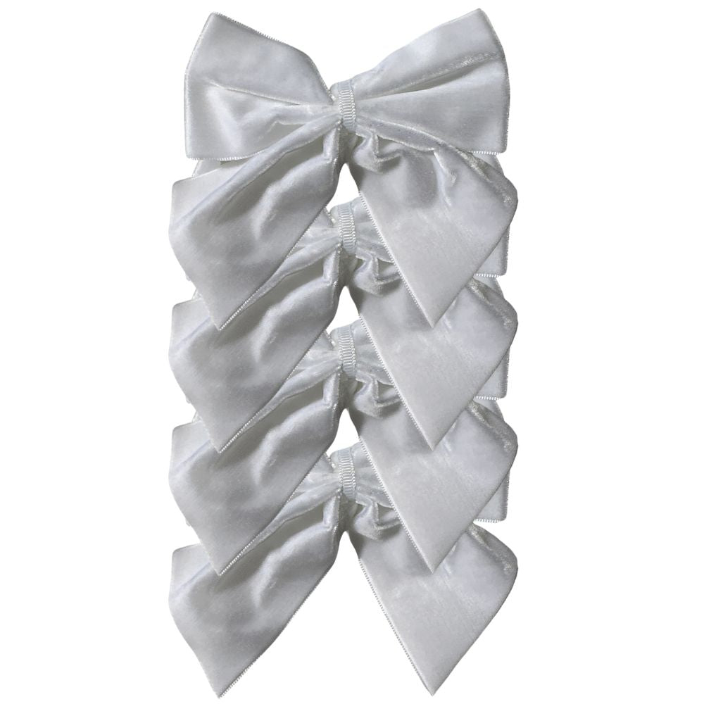 White: Velvet Bow Napkin Ties, Set of 4 - Henry Duvall