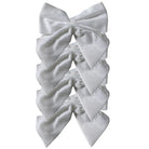 White: Velvet Bow Napkin Ties, Set of 4 - Henry Duvall