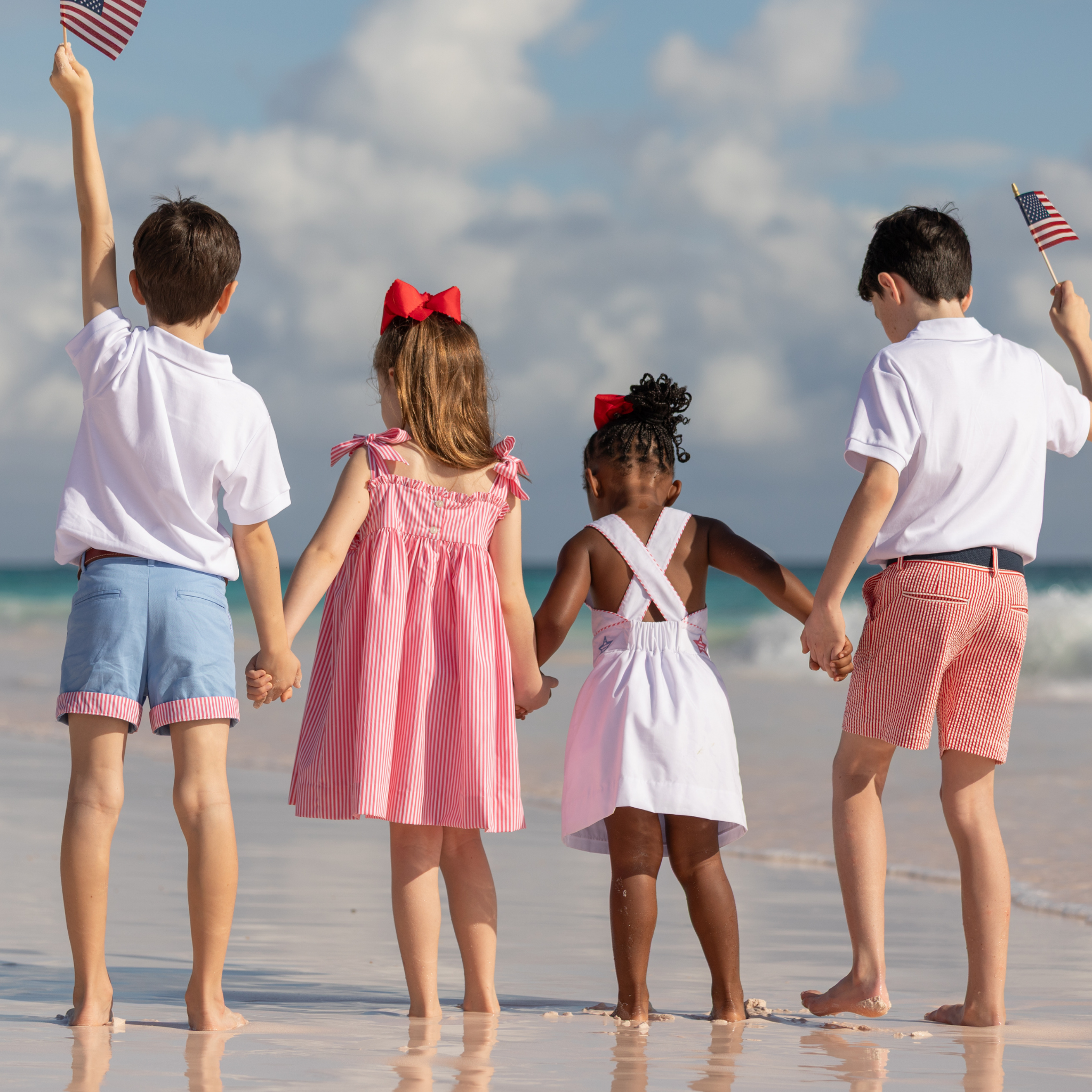 Henry Duvall Wyatt boys shorts in East Beach Blue with Seaside Stripe cuff, classic preppy summer shorts for Memorial Day, 4th of July, and everyday wear