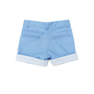 Henry Duvall boys Wyatt Shorts in East Beach Blue cotton featuring reversible striped cuffs, a timeless and versatile preppy boys short