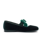 Andie Emerald velvet Mary Jane in emerald green with velvet bow, side view