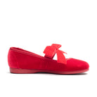 Andie Red velvet Mary Jane in red with velvet bow, side view