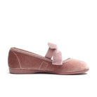 Andie Rose velvet Mary Jane in rose pink with velvet bow, side view