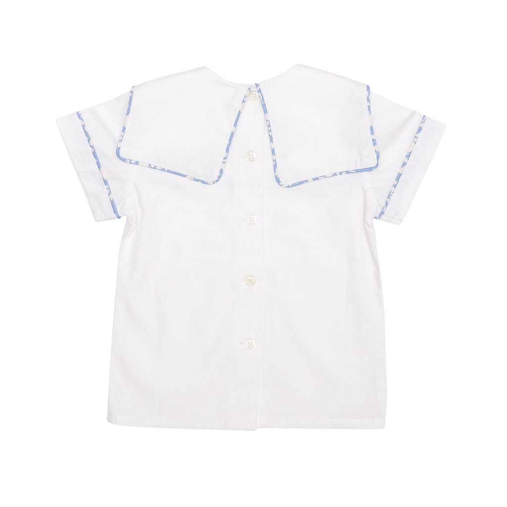 Barrett Bib Shirt in White with Cambridge Cottontail Trim - Henry Duvall