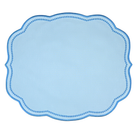 Light blue placemat with scalloped edge on a white background