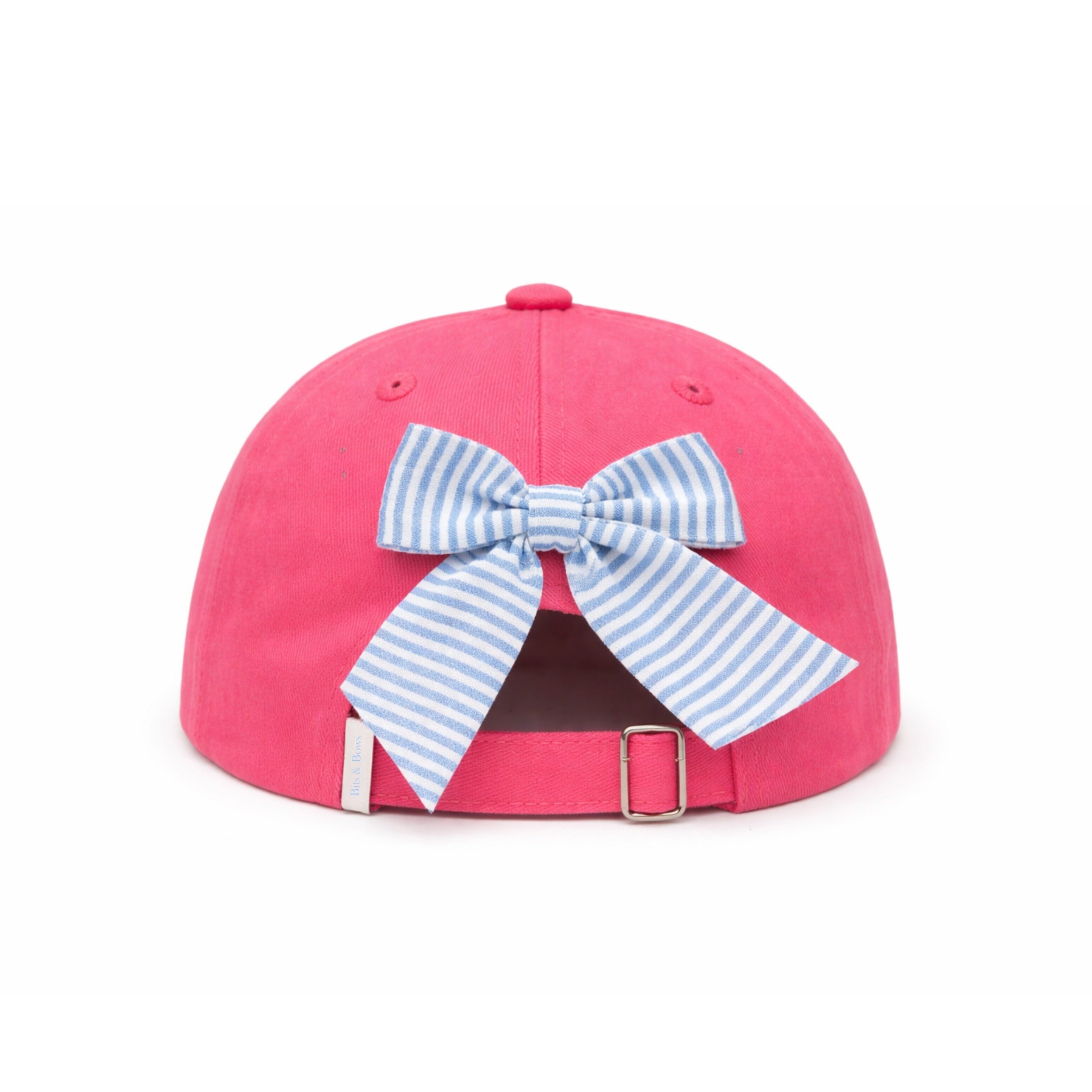 Pink cap with a large bow on a white background