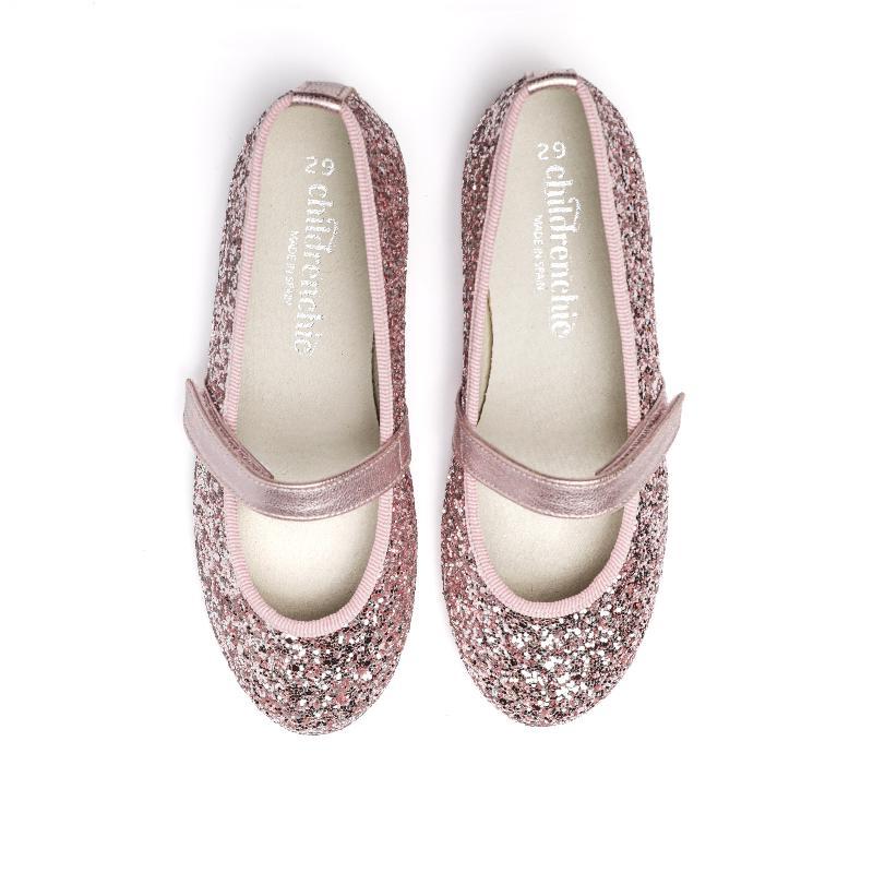 Childrenchic Stella silver glitter Mary Jane shoes for girls with adjustable strap, perfect for fall parties, holiday outfits, and sparkling special occasion style at Henry Duvall