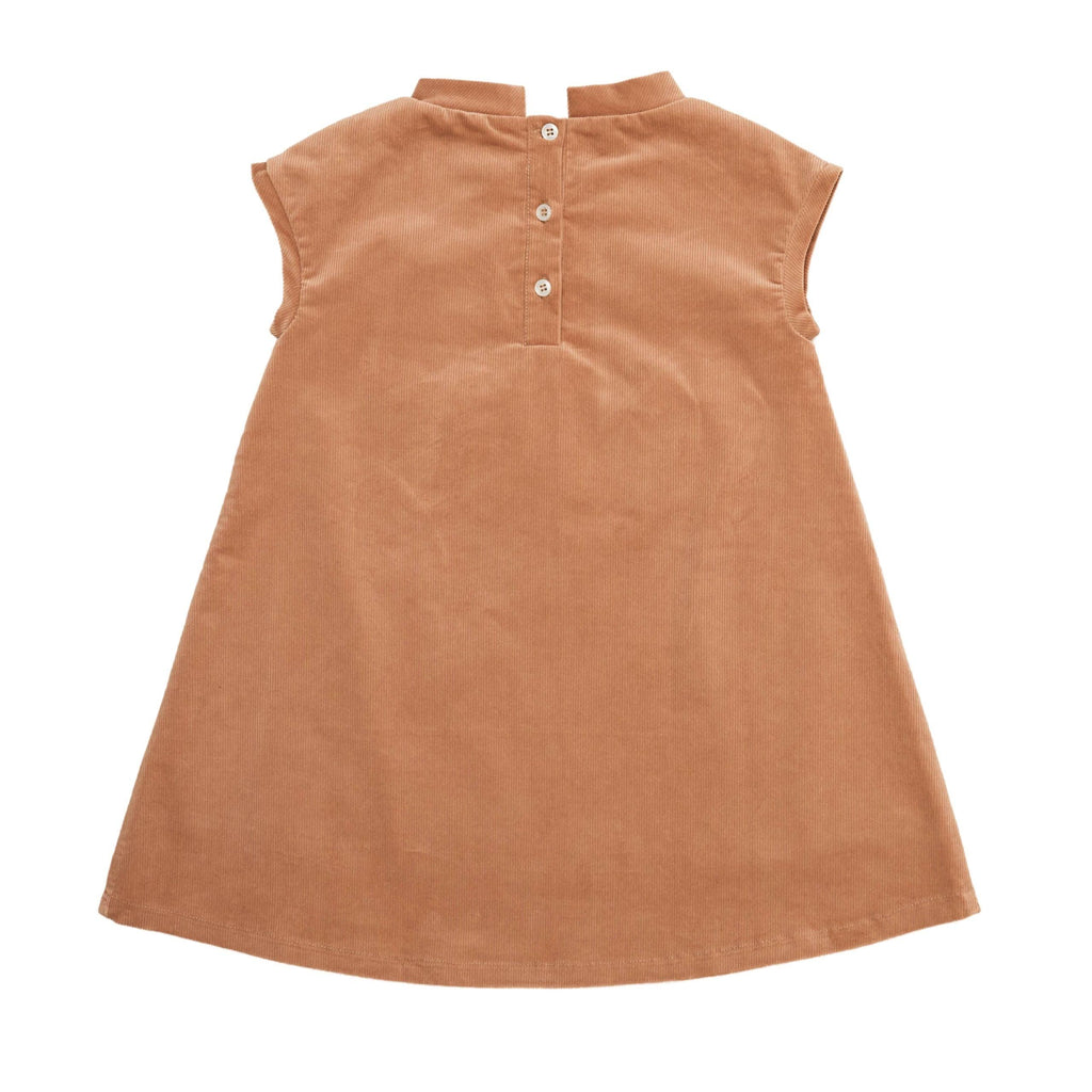 Isabel Dress in Clubhouse Camel Corduroy with Francey Fox Applique - Henry Duvall