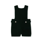 Boys’ James Henry Jon Jon in rich Grafton Green Velvet with signature gold buttons at the shoulders and side tabs.