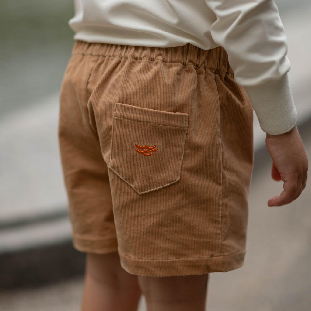 Liam Shorts in Clubhouse Camel Corduroy with Charlie Fox Applique - Henry Duvall