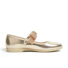 Meri Meri x Marjen Missy metallic gold Mary Jane with velvet bow, side view