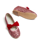 Meri Meri x Marjen Sabrina pink glitter Mary Jane with red velvet bow, pair with sole shown
