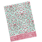 Flying Sheep Country mistletoe print tablecloth for Christmas, block printed cotton holiday table linens in red and green, classic Christmas tablecloth with berries and ribbon pattern – available at Holiday Fave Finds