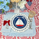 Quilted Placemats with Ruffle in Blue Stripes, Set of 4 - Henry Duvall