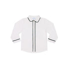 Sullivan Shorts Set for boys in Grafton Green Velvet, featuring a white long-sleeve Peter Pan collar shirt with green piping and coordinating green velvet shorts.