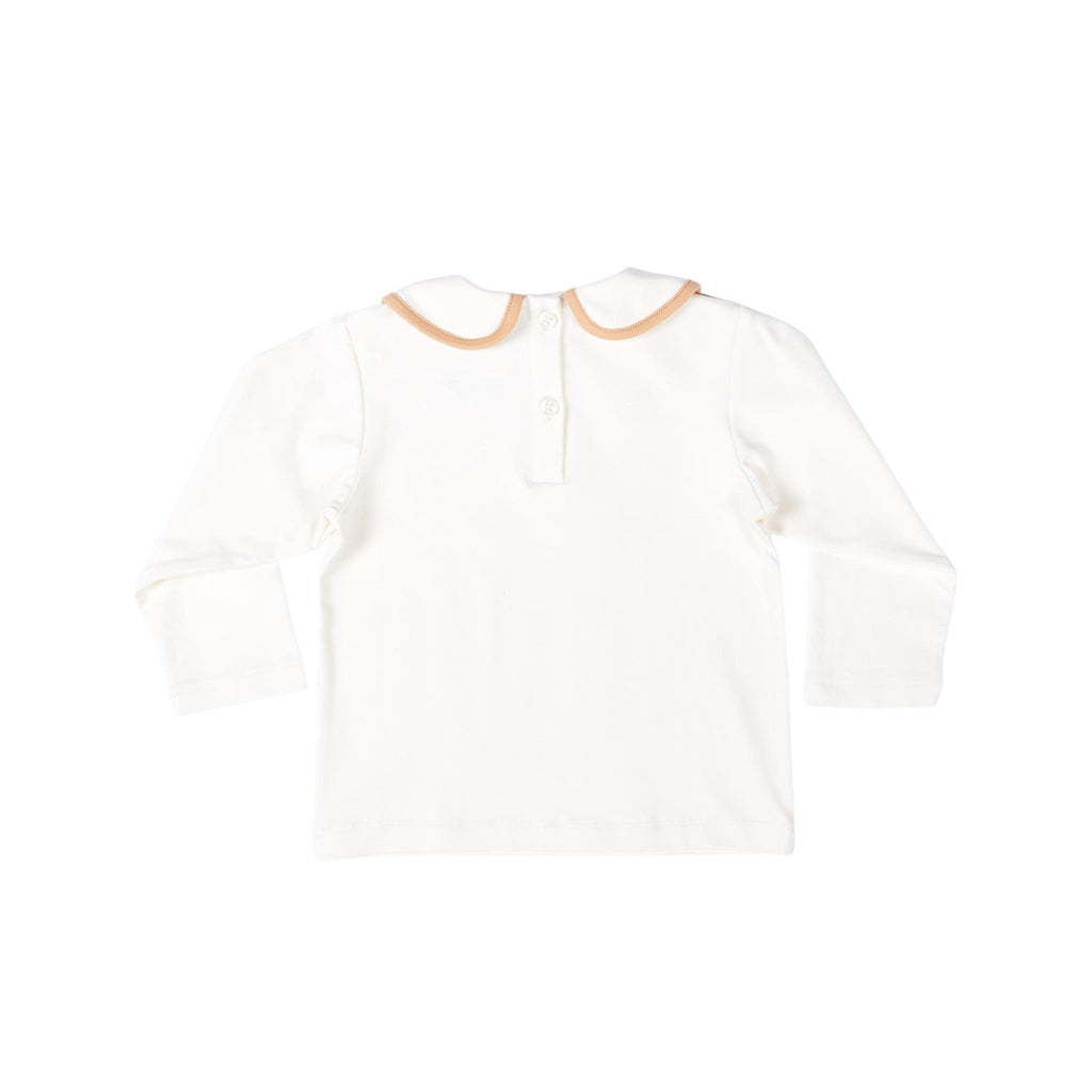 Long Sleeve Teddy Peter Pan in 8th Street Ivory with Clubhouse Camel Trim - Henry Duvall